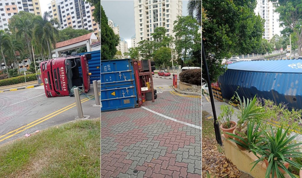 Container Truck Topples Bedok